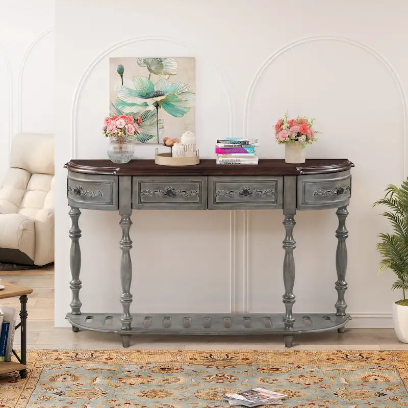 Console moderne avec 4 tiroirs et 1 étagère