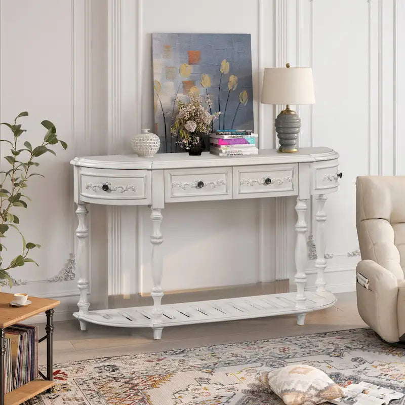 Console moderne avec 4 tiroirs et 1 étagère