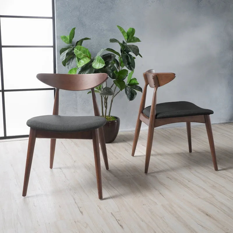 Chaise de salle à manger en tissu de style Mid-Century, lot de 2