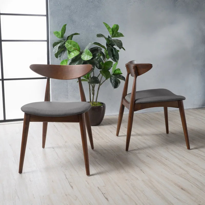 Chaise de salle à manger en tissu de style Mid-Century, lot de 2