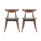 Chaise de salle à manger en tissu de style Mid-Century, lot de 2