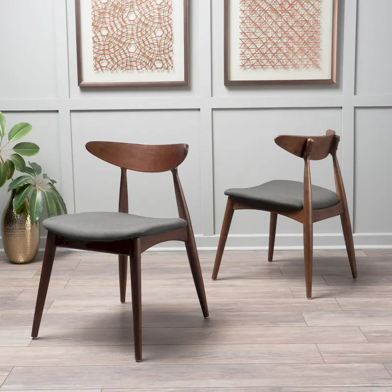 Chaise de salle à manger en tissu de style Mid-Century, lot de 2