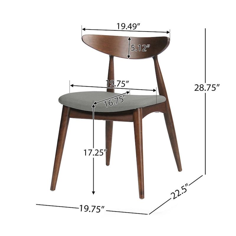 Chaise de salle à manger en tissu de style Mid-Century, lot de 2