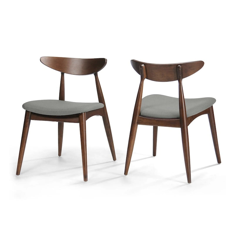 Chaise de salle à manger en tissu de style Mid-Century, lot de 2