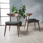 Chaise de salle à manger en tissu de style Mid-Century, lot de 2