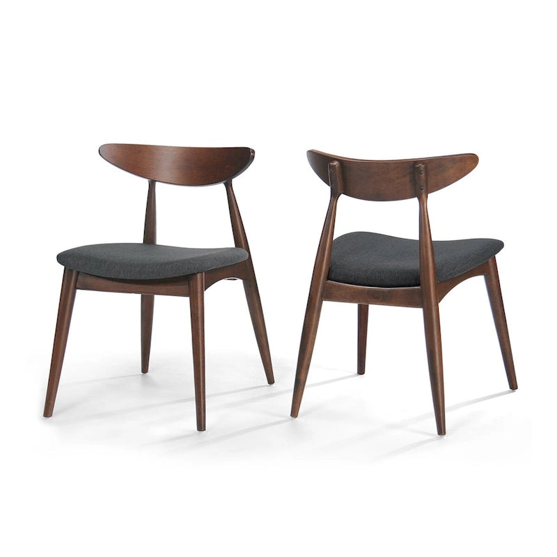 Chaise de salle à manger en tissu de style Mid-Century, lot de 2
