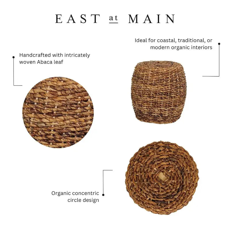Table d'appoint Naomi en abaca tressé par East at Main - 19x19x19