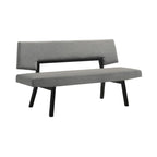 Banc de salle à manger Yumi 63 po, siège et dossier en tissu gris anthracite, noir