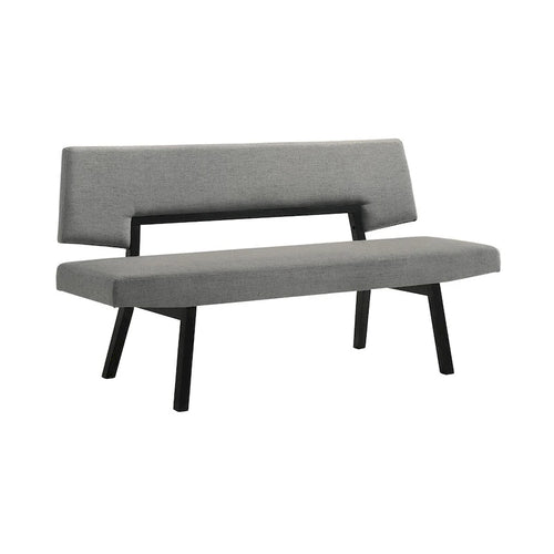 Banc de salle à manger Yumi 63 po, siège et dossier en tissu gris anthracite, noir